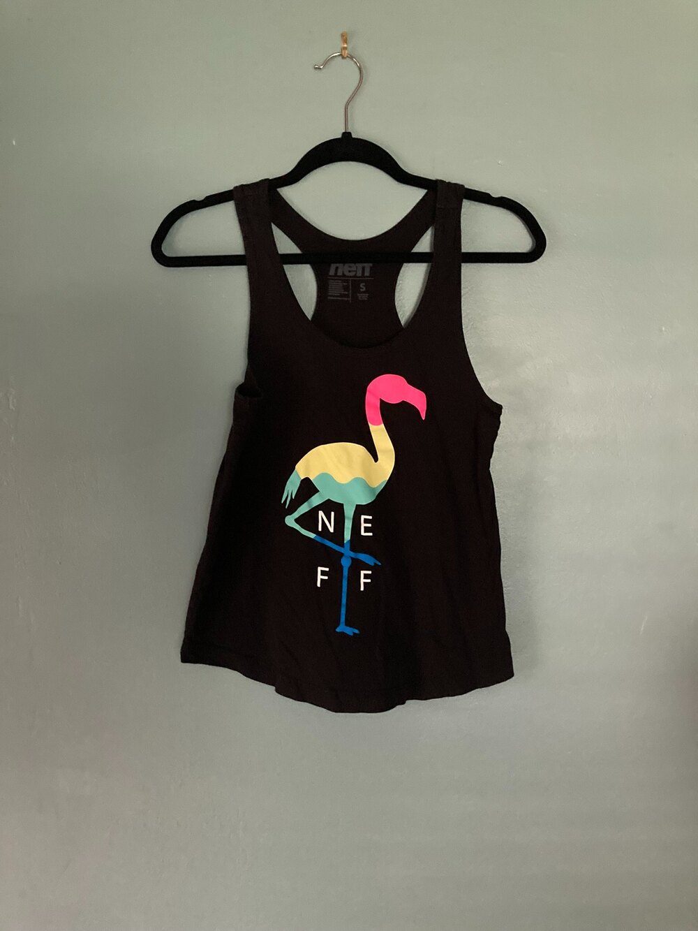 Neff black flamingo tank top size small